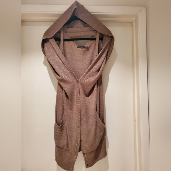 NICHOLAS K HOODED COLD SHOULDER VEST TUNIC SIZE MEDIUM - Picture 1 of 8